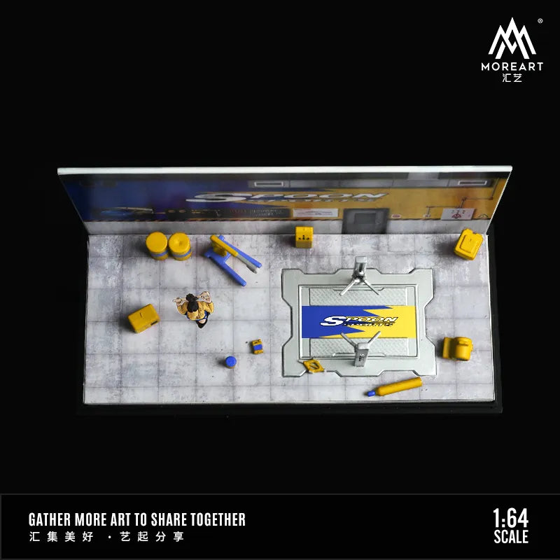 MoreArt 1:64 HKS/Spoon Auto Maintenance Shop Diorama with Resin Figure & Fitting