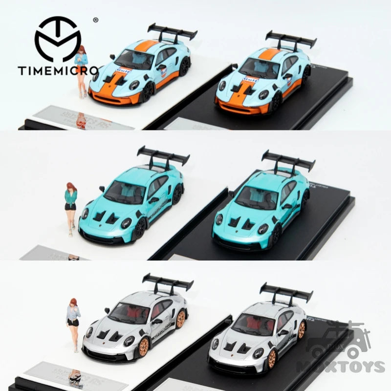 TIME MICRO 1:64 992 GT3 RS White Light Blue Gulf Diecast Model Car 