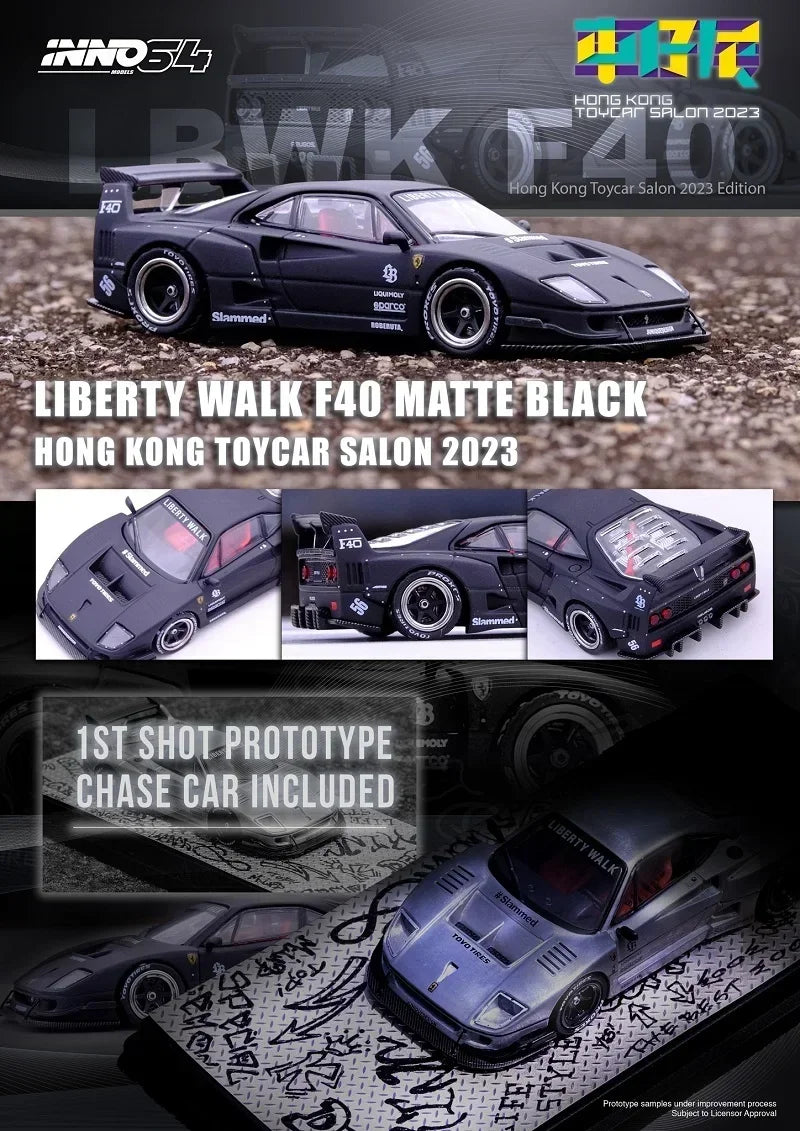 INNO 1:64 NISSAN SKYLINE 2000 GT-R (R33) NISMO 400R LBWK F40 Matte Black HK Toycar Salon 2023 Diecast Model