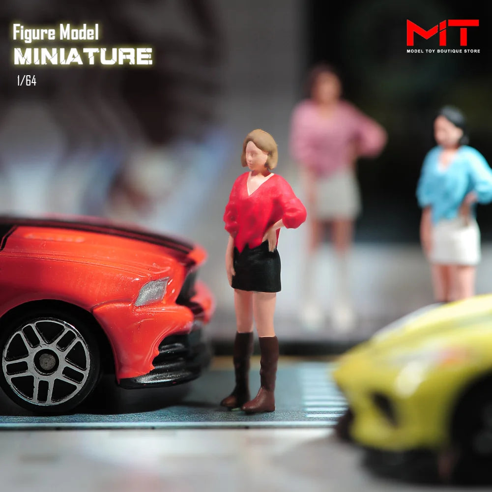 Miniatures Figurine 1/64 Fashion Girl Skirt Long Boots Beauty Figures