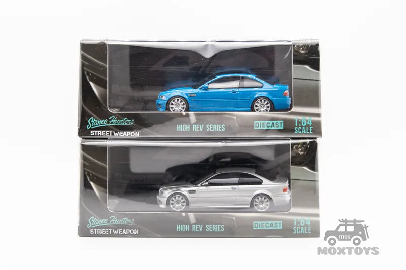 Stance Hunters x Street Weapon 1:64 E46 M3 CSL Blue / Silver Diecast Model Car