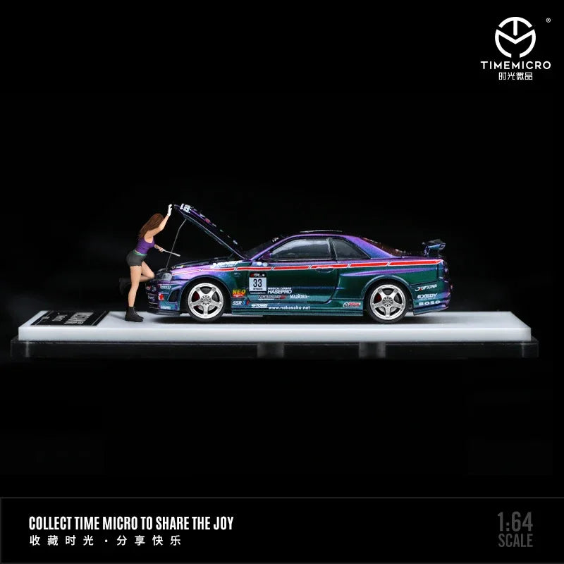 TimeMicro 1:64 Nissan Gtr34 Chameleon purple #33 limited2000 Diecast Model Car