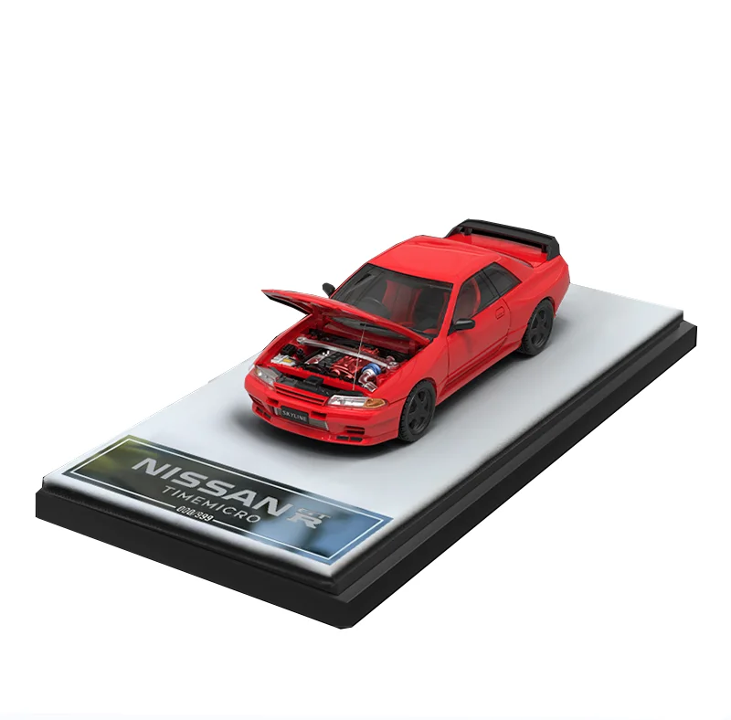 TIME MICRO 1:64 Nissan Gtr32 Midnight Purple/Metallic Silver/Metallic Red Open Cover Limited Edition Diecast Model