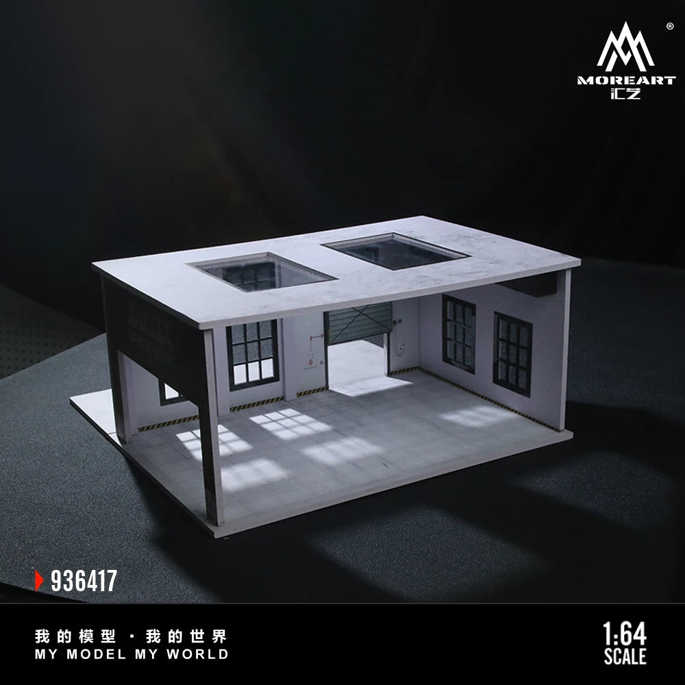 Diorama 1/64 Car Garage Model LED Lighting City Factory Car Parking Lot Scene Building Display Model Toys