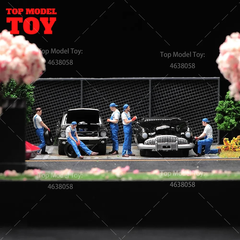 Painted Miniatures 1/64 1/43 1/87 Motor Mechanic Carry Tire Male Figures
