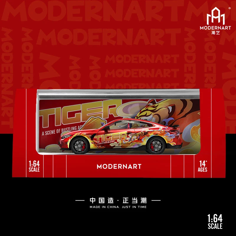 Time Micro 1:64 ModernArt M4 Dragon Tiger Leap painting Luxury with figure Diecast Model Car