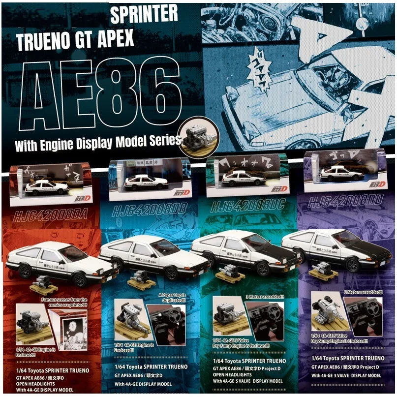 Hobby Japan 1:64 Initial D SPRINTER TRUENO GT APEX AE86 PROJECT D Diecast Model Car