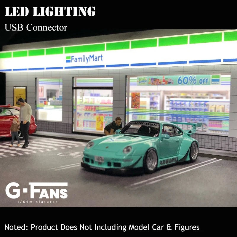 G-FANS Diorama 1:64 USB LED Lighting Parking Lot Model Car Garage Statuion- Supermarket Coating