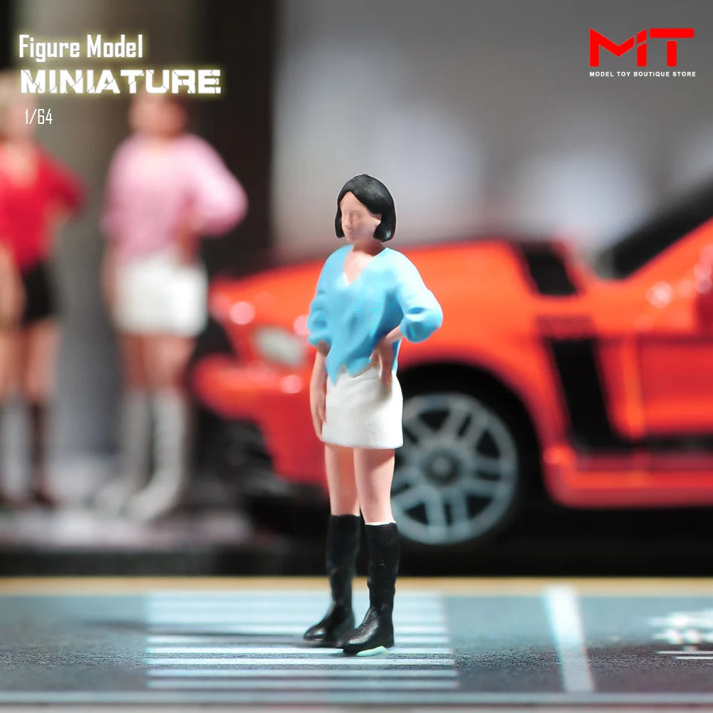 Miniatures Figurine 1/64 Fashion Girl Skirt Long Boots Beauty Figures