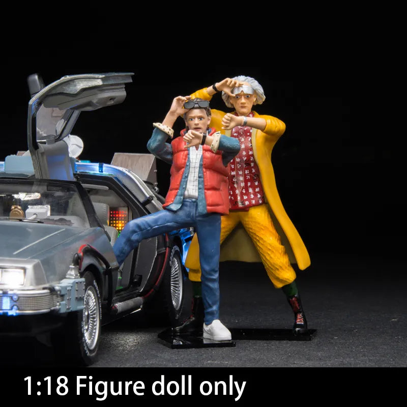 Brown & Marty Figure Doll 1/18 Back To The Future DeLorean Figure Diorama