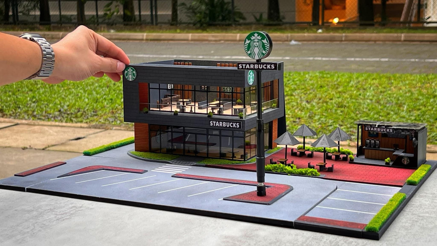 1/64 Custom Made Starbucks Cafe Premium Diorama with Lights