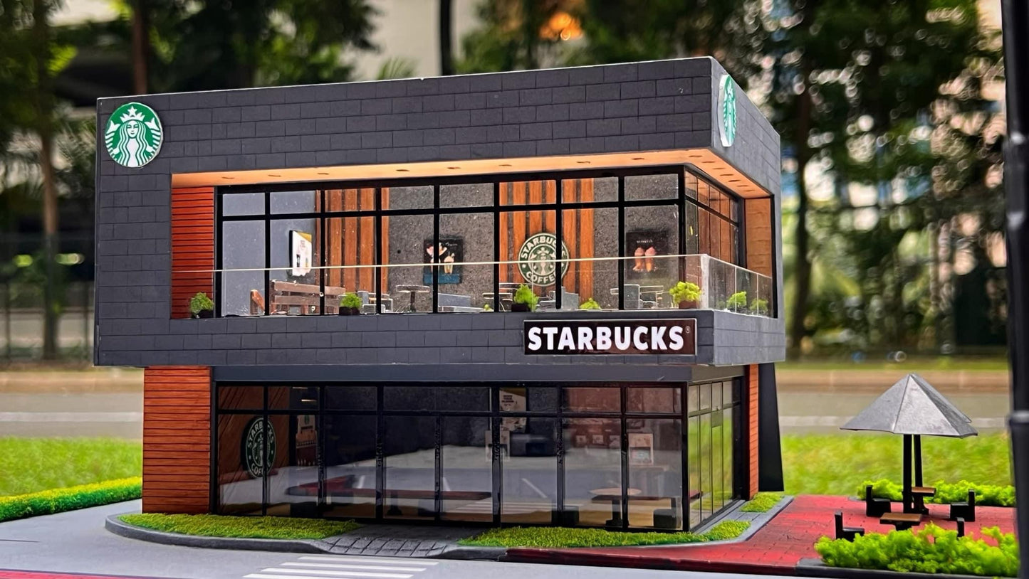 1/64 Custom Made Starbucks Cafe Premium Diorama with Lights