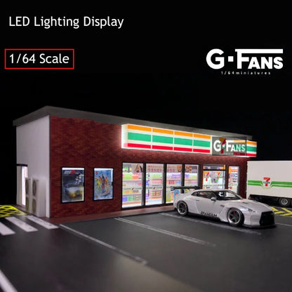 G-FANS Diorama 1:64 USB LED Lighting Parking Lot Model Car Garage - 711 Version