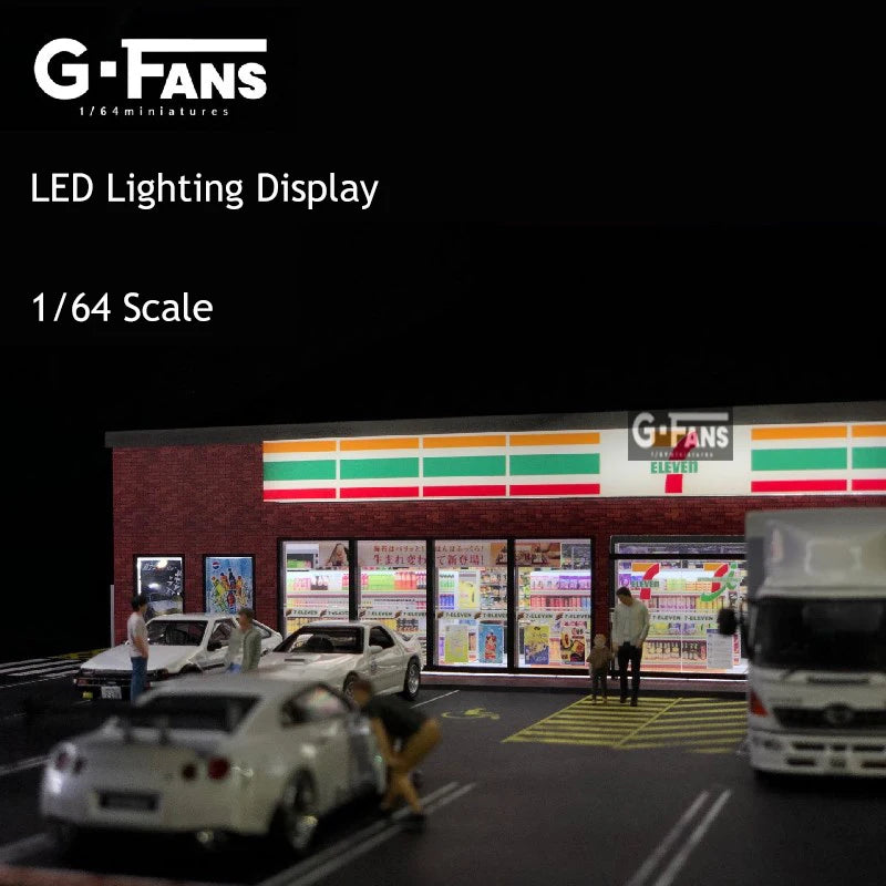 G-FANS Diorama 1:64 USB LED Lighting Parking Lot Model Car Garage - 711 Version