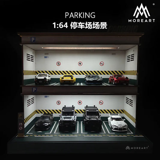 TM MoreArt 1/64 Parking Model Car Lot Assembled Light Diorama