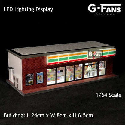 G-FANS Diorama 1:64 USB LED Lighting Parking Lot Model Car Garage - 711 Version