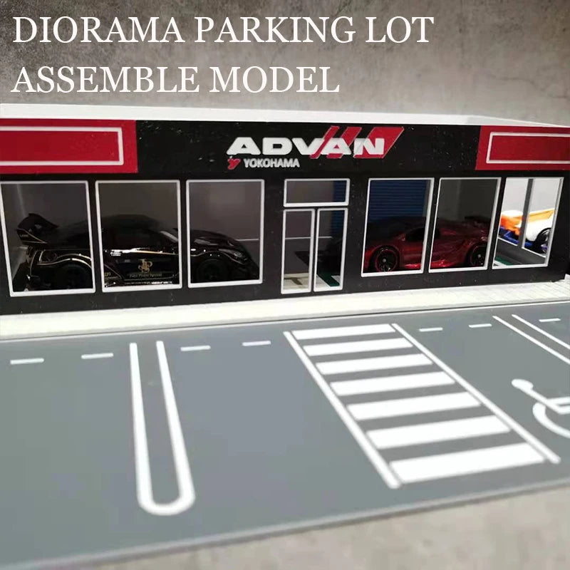 Diorama 1:64 Model Car Roadway Exhibition Hall Display Scenery Vehicle Parking Lot Collection