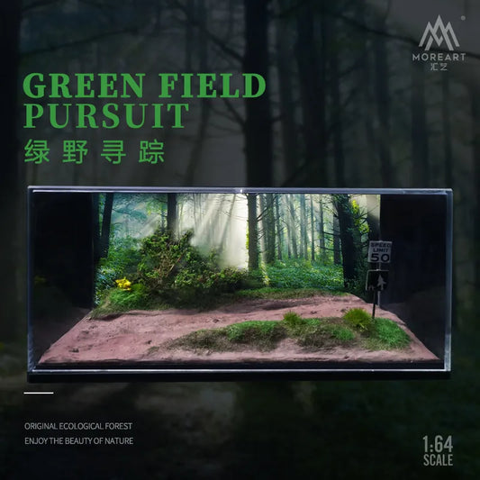 MoreArt 1/64 Model Car Scene Green Field Tracking Diorama (without Car Figure)
