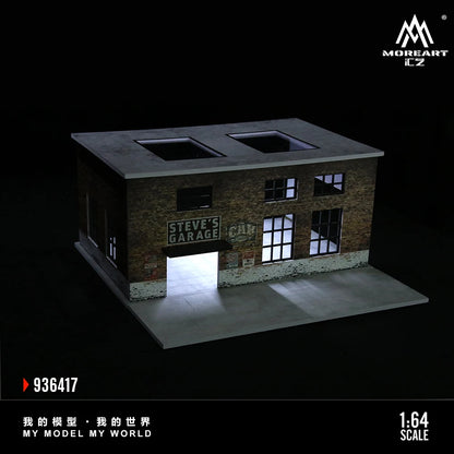 Diorama 1/64 Car Garage Model LED Lighting  City Factory Car Parking Lot Scene Building Display Model Toys