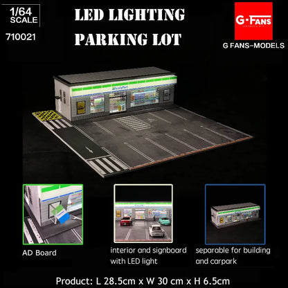 G-FANS Diorama 1:64 USB LED Lighting Parking Lot Model Car Garage Statuion- Supermarket Coating