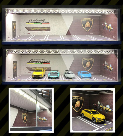 Led Light Diorama Garage Display Cabinet 1/64 Diorama