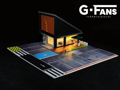 G FANS 1:64 Car Garage Diorama Model with LED Lights Parking Lots City