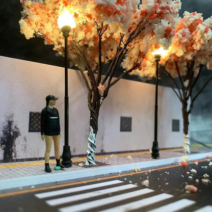 1:64 Scale Diorama Car Garage Model LED Lighting City Street View
