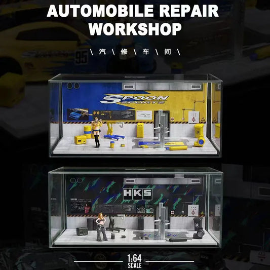 MoreArt 1:64 Non Assemble Diorama Auto Repair Workshop With Tools Set -Spoon&HKS