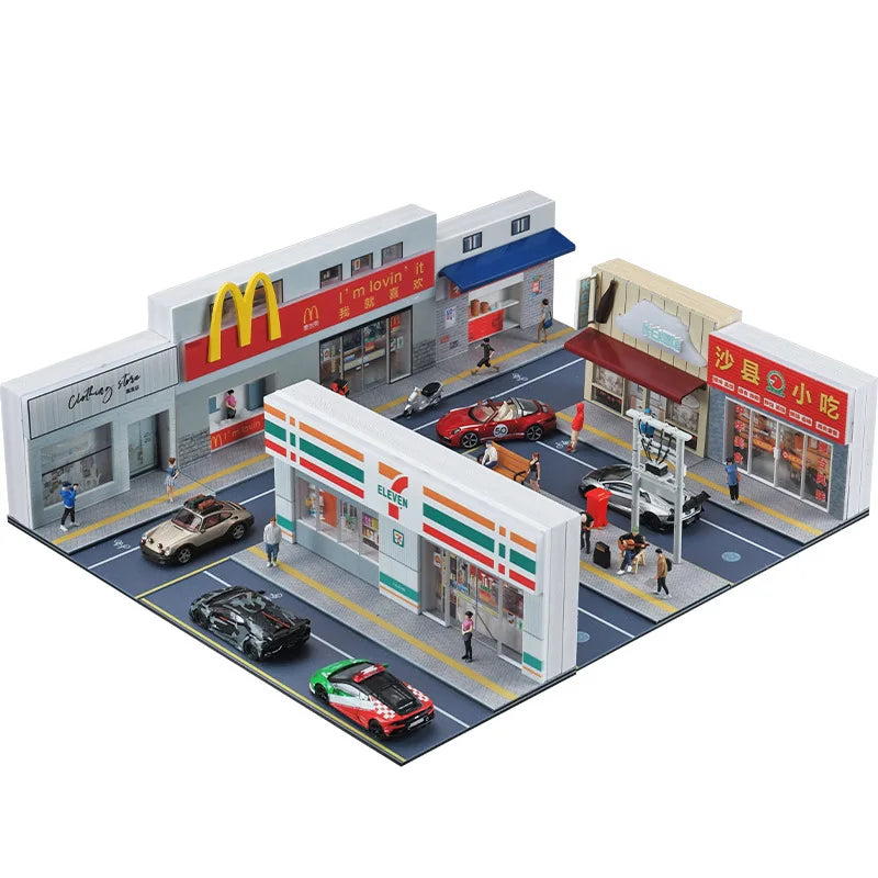 1/64 Car Garage Model Miniature City Street Diorama