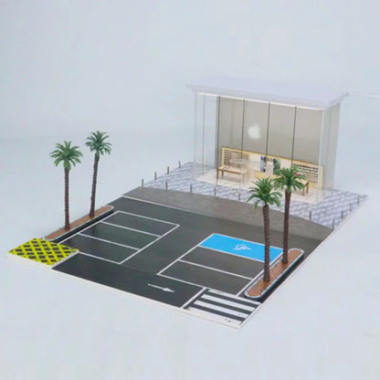 G-FANS Diorama 1:64 USB LED Lighting Parking Lot Model Car Garage Statuion- Phone Store Display Building