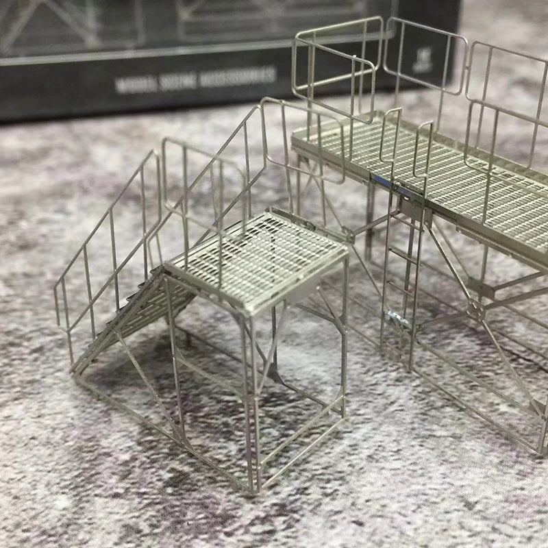 MoreArt 1:64 Metal Ladder Set Display Diorama - Tower Frame Silver Color