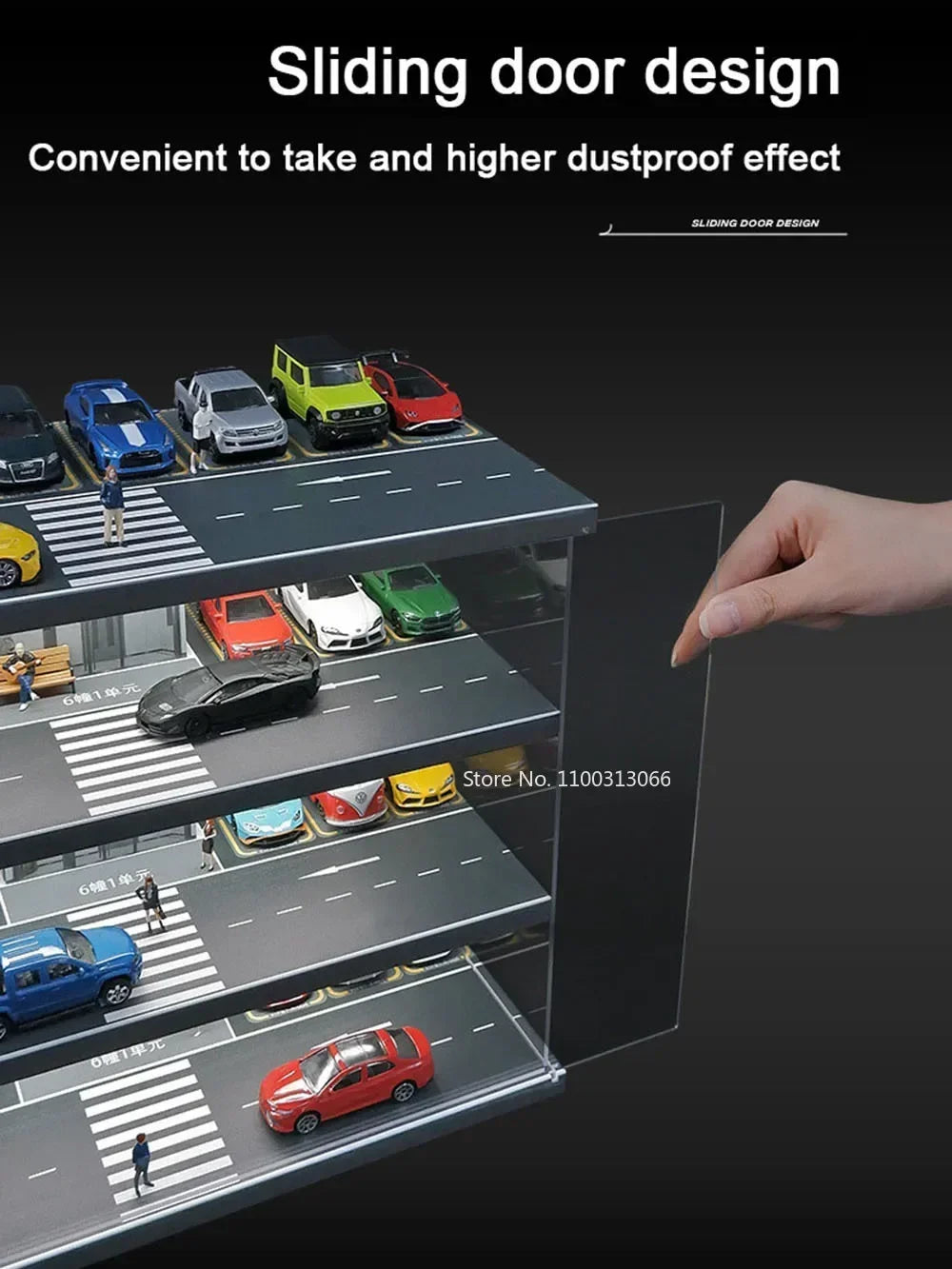 1:64 Parking Lot Scene Car Model Double Deck Storage Box Diorama