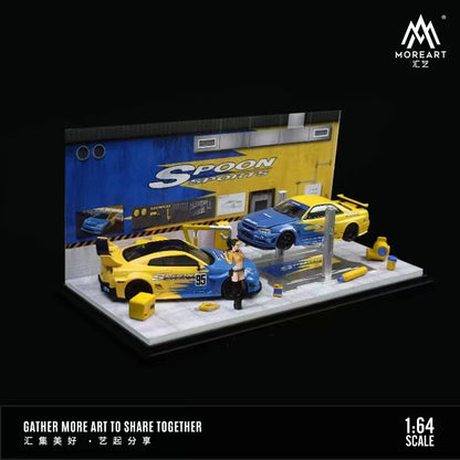 MoreArt 1:64 Non Assemble Diorama Auto Repair Workshop With Tools Set -Spoon&HKS
