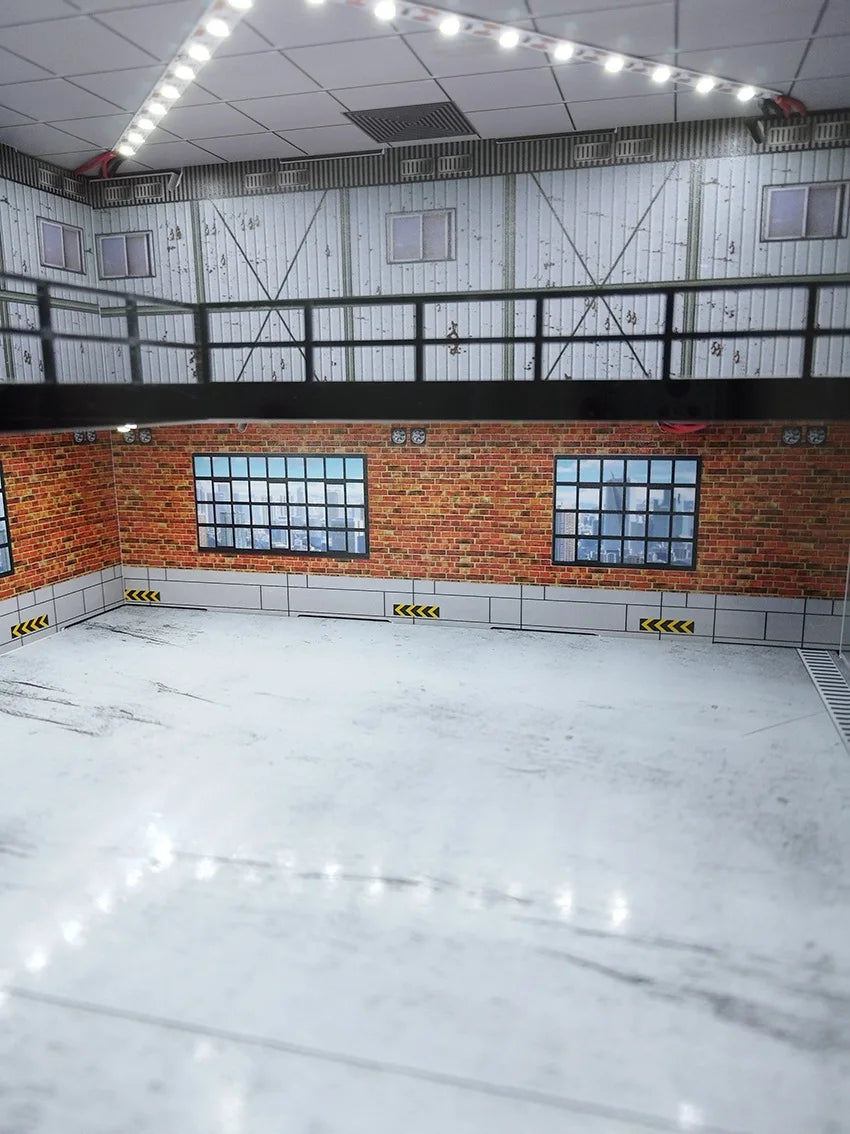 1/64 Diorama Car Garage Model LED Lighting City Store Parking Lot Scene Model Diorama Car model Garage Model LED Lighting