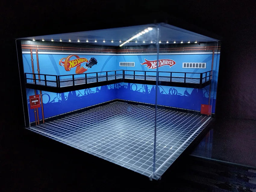 1/64 Diorama Car Garage Model LED Lighting City Store Parking Lot Scene Model Diorama Car model Garage Model LED Lighting