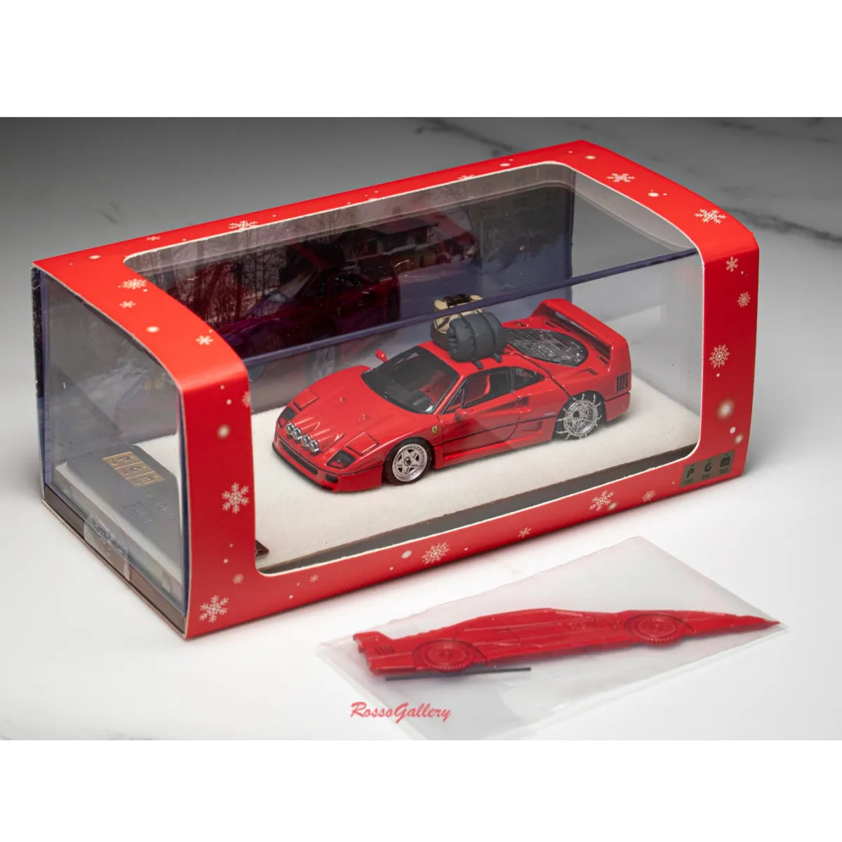 PGM 1:64 F40 Christmas Snow Special Edition Diecast Model Car