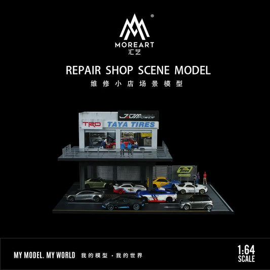 More Art 1:64 Parking Lot Diorama, Repair Shop And Steel Frame Plat Form Diorama for Display&Collection&Gift