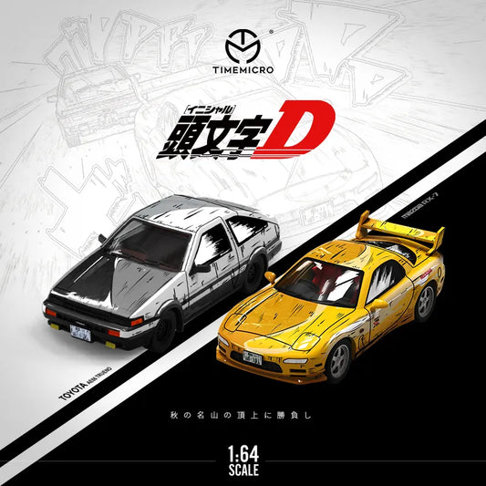 TIME MICRO 1:64 Initial D cartoon painting AE86 & Mazda RX-7 Diecast Model Car