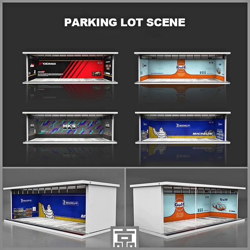 MoreArt 1:64 Gulf / HKS /Michelin /Advan Parking Garage Light Edition Diorama