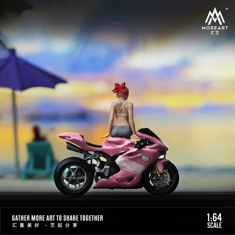 TIME MICRO MoreArt 1:64 Pink motorcycle girl figure set