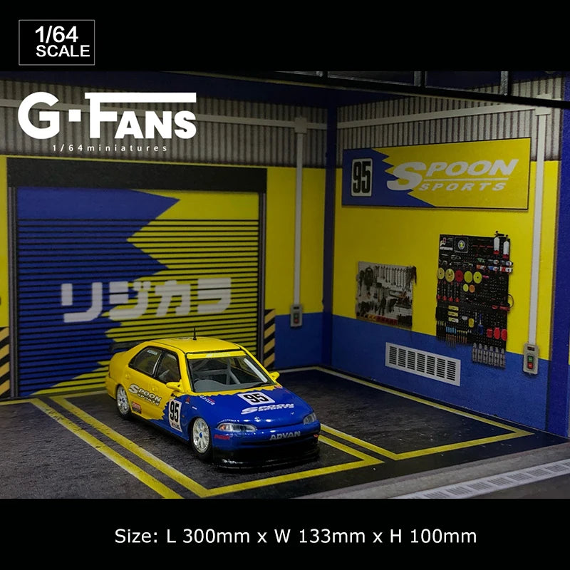 G-Fans 1:64 Assemble Diorama LED Lighting Garage Model Car Station with Dust Cover - Spoon Coating