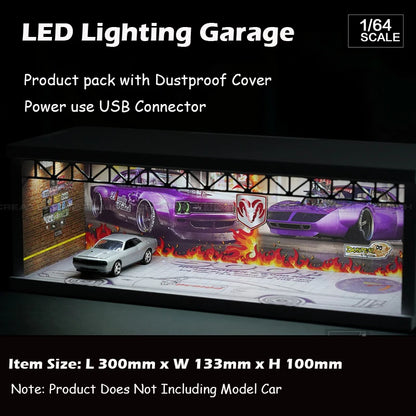 Assemble Diorama 1:64 Model Car Garage LED Lighting USB Connector 2 Versions