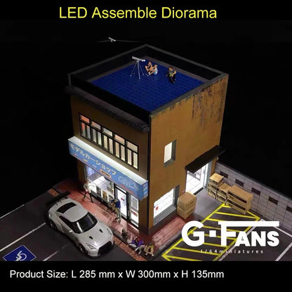 G-FANS Assemble Diorama 1:64 USB LED Lighting Parking Lot Model Car Station