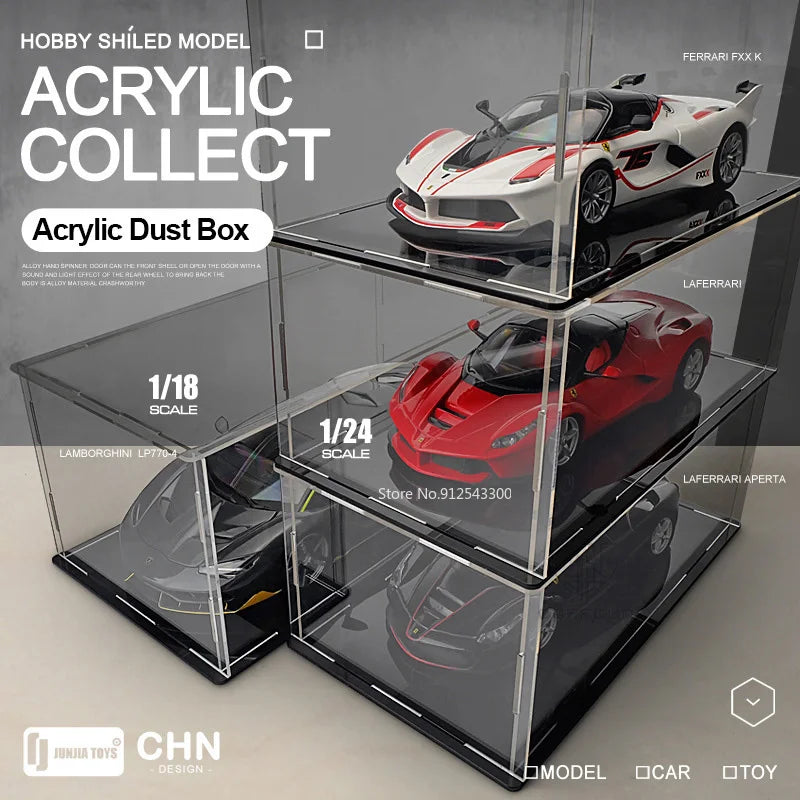 1/18 1/24 1/32 Transparent Acrylic Car Model Display Box Dust Cover Blind Box Dust-proof Diorama