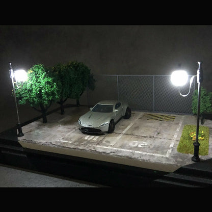 Diorama 1/64 LED Lighting Garage For Model Car Parking Station Vehicle Collection Display