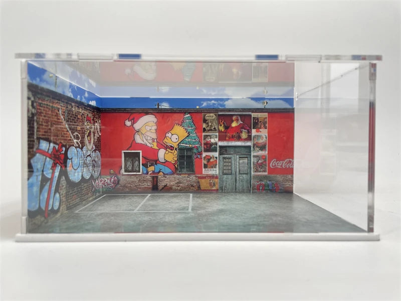 ☆Diorama Display Factory☆ 1:64 Diorama Backstreet Plaza /Christmas graffiti /Old