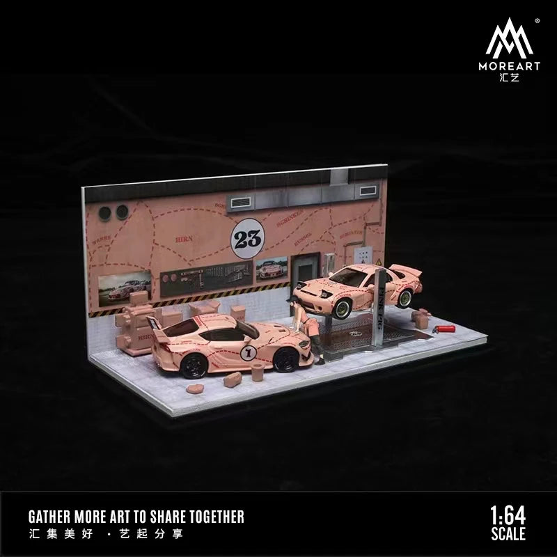 MoreArt 1:64 Non Assemble Diorama Auto Repair Workshop With Tools Set -Spoon&HKS Coating