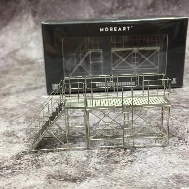 MoreArt 1:64 Metal Ladder Set Display Diorama - Tower Frame Silver Color