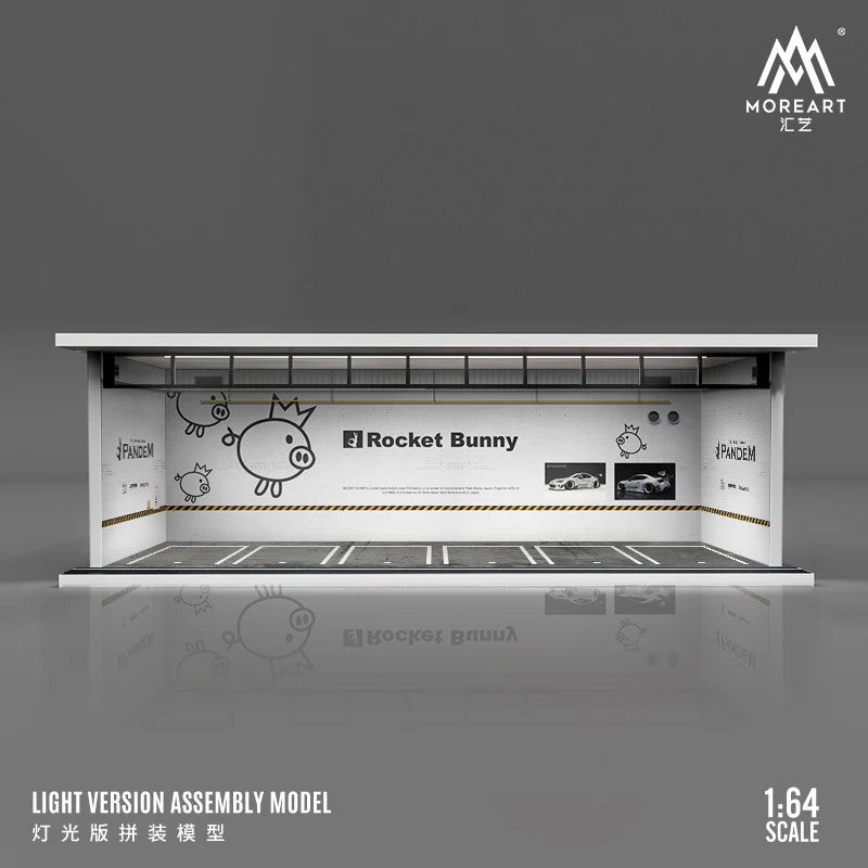 MoreArt 1:64  LBWK/RWB/Rocket Bunny/Mansory Garage Diorama with Light