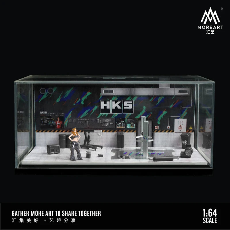 MoreArt 1:64 HKS/Spoon Auto Maintenance Shop Diorama with Resin Figure & Fitting